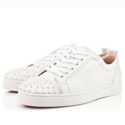 Christian Louboutin Louis Junior Spikes Sneakers In White Leather TDSS12496