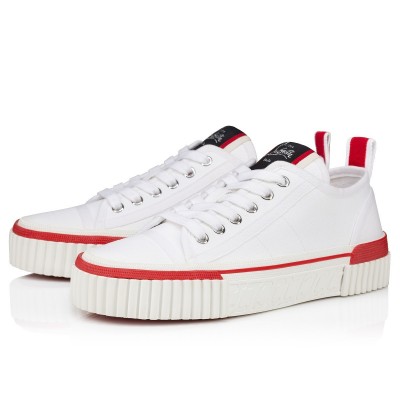 Christian Louboutin Pedro Junior Sneakers In White Fabric TDSS12500