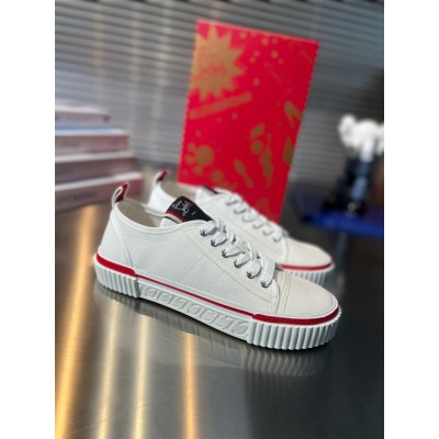 Christian Louboutin Pedro Junior Sneakers In White Fabric TDSS12500