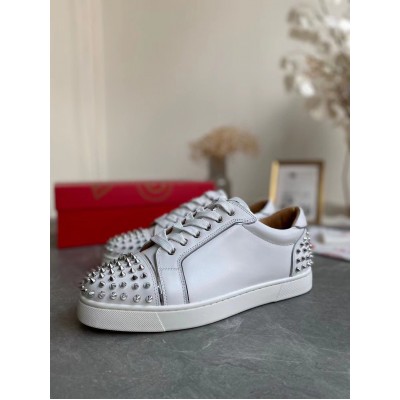 Christian Louboutin Vieira 2 Flat Sneakers In White Calfskin TDSS12508