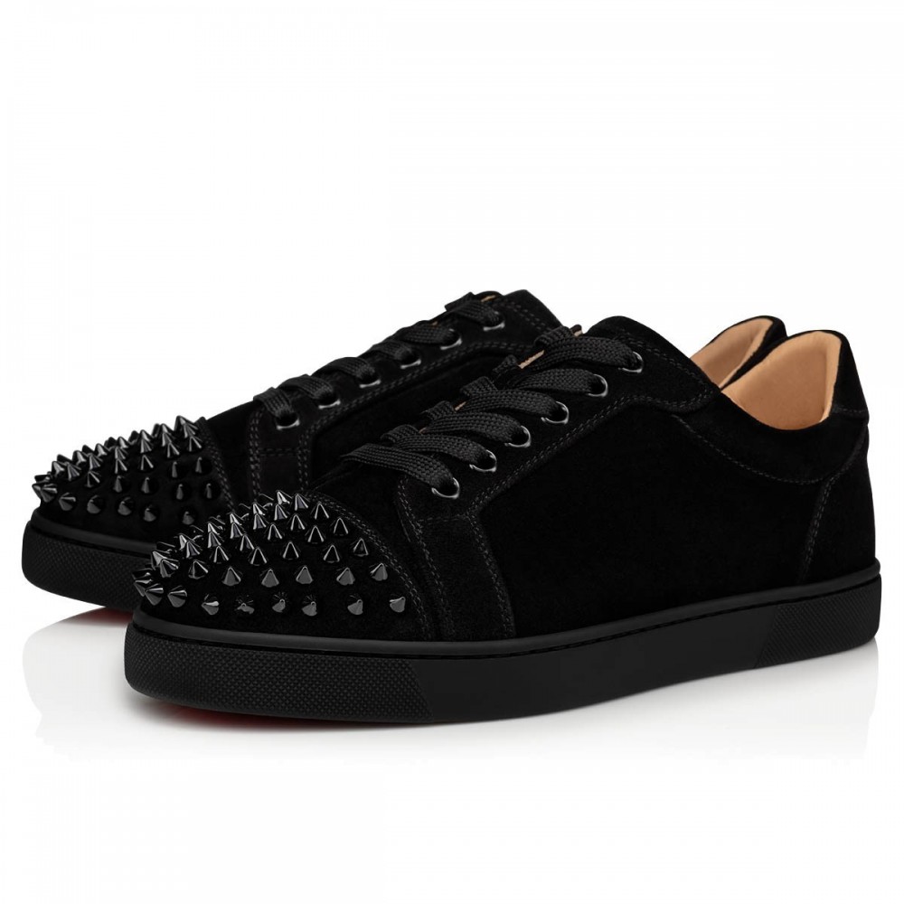 Christian Louboutin Vieira Spikes Flat Sneakers In Black Suede TDSS12510