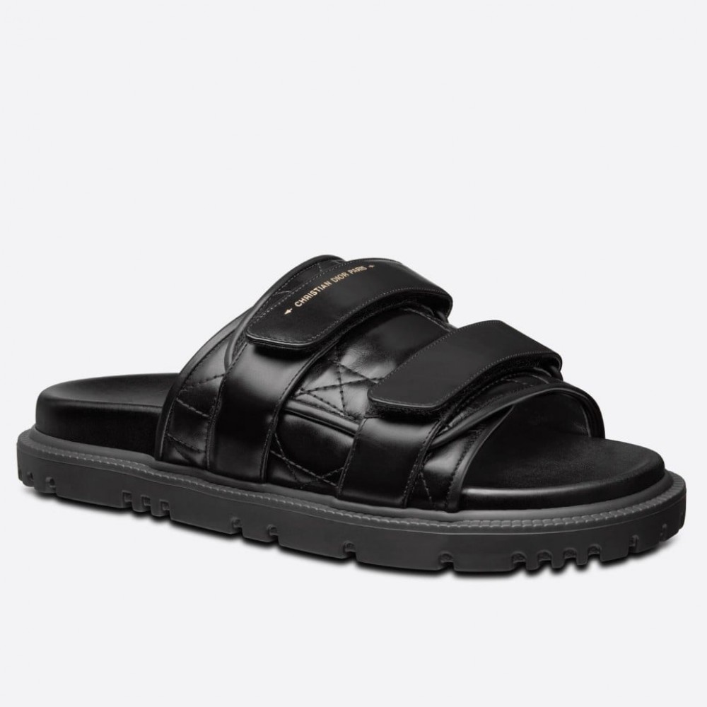 DIor Dio(r)evolution Slides Sandals In Black Cannage Calfskin TDSS12550