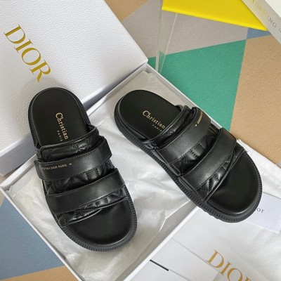 DIor Dio(r)evolution Slides Sandals In Black Cannage Calfskin TDSS12550