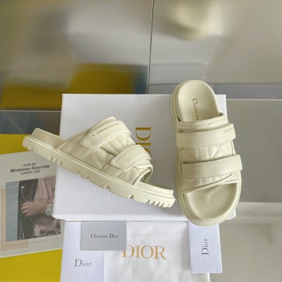 DIor Dio(r)evolution Slides Sandals In White Cannage Calfskin TDSS12551