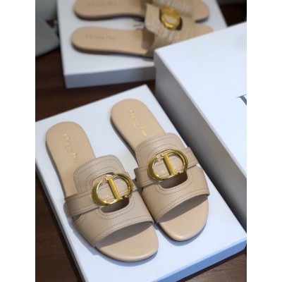 Dior 30 Montaigne Slides In Beige Calfskin TDSS12518