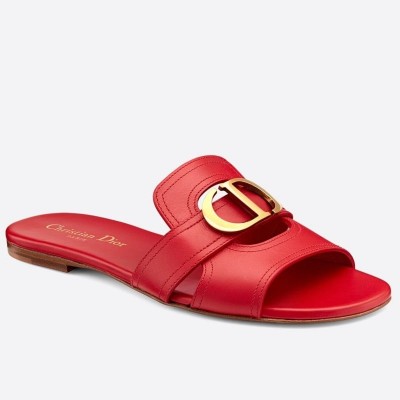 Dior 30 Montaigne Slides In Red Calfskin TDSS12521