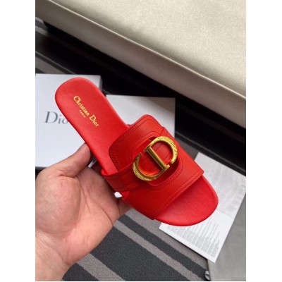 Dior 30 Montaigne Slides In Red Calfskin TDSS12521