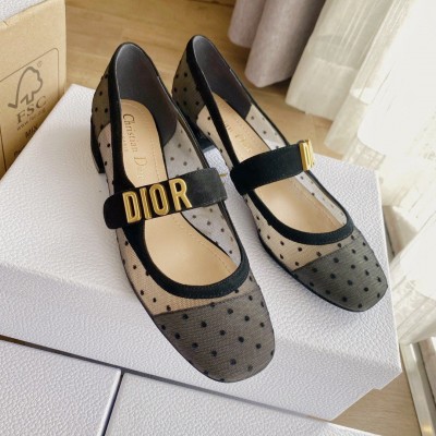 Dior Baby-D Ballet Flats In Black Dotted Swiss TDSS12525