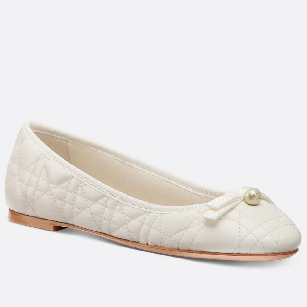 Dior Ballerina Flats in White Quilted Cannage Calfskin TDSS12528