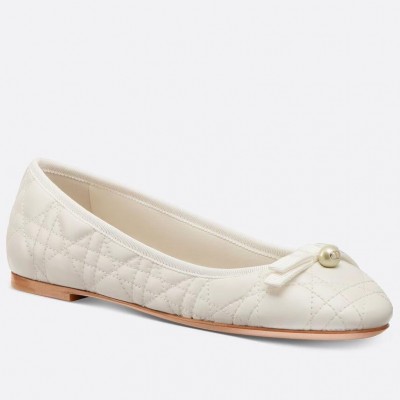 Dior Ballerina Flats in White Quilted Cannage Calfskin TDSS12528