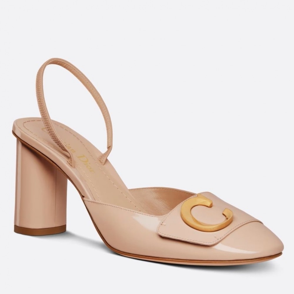 Dior C'est Slingback Pumps 80MM in Nude Patent Calfskin TDSS12534