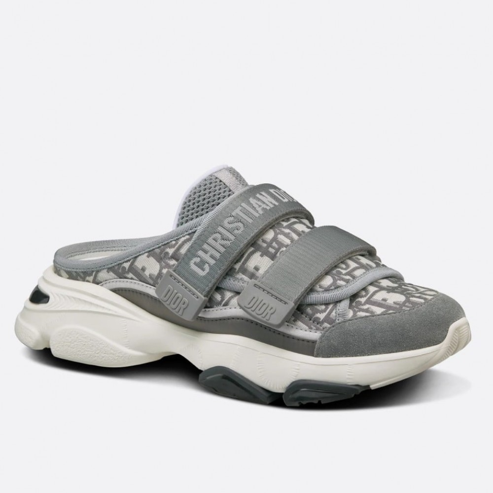 Dior D-Wander Open Back Sneakers In Grey Oblique Fabric TDSS12587