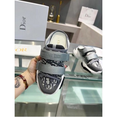 Dior D-Wander Open Back Sneakers In Grey Oblique Fabric TDSS12587