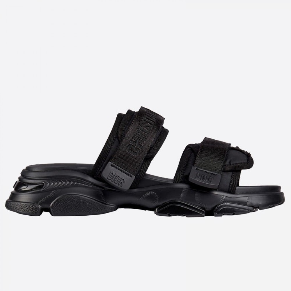 Dior D-Wander Slides In Black Camouflage Fabric TDSS12588