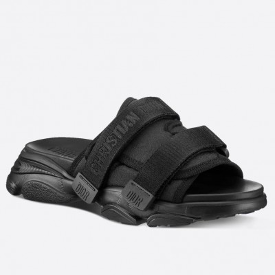 Dior D-Wander Slides In Black Camouflage Technical Fabric TDSS12589