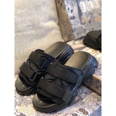 Dior D-Wander Slides In Black Camouflage Technical Fabric TDSS12589