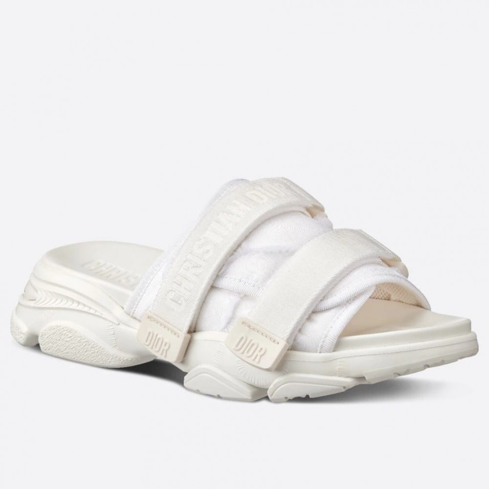 Dior D-Wander Slides In White Camouflage Technical Fabric TDSS12591