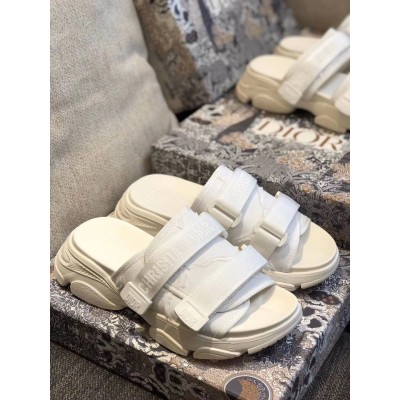 Dior D-Wander Slides In White Camouflage Technical Fabric TDSS12591