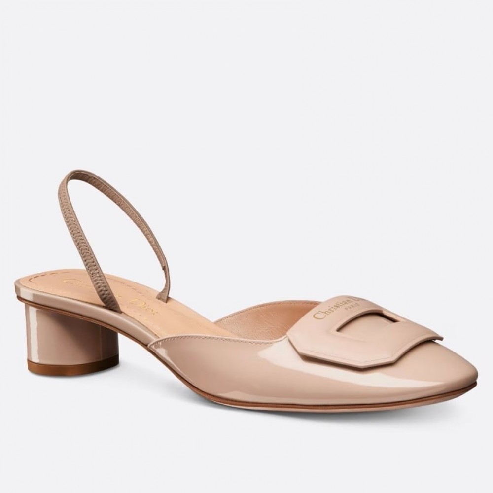 Dior Day Slingback Pumps 35MM in Nude Patent Calfskin TDSS12537