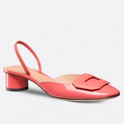 Dior Day Slingback Pumps 35MM in Pink Patent Calfskin TDSS12538