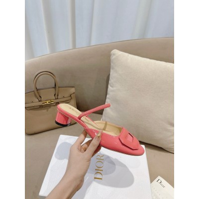 Dior Day Slingback Pumps 35MM in Pink Patent Calfskin TDSS12538