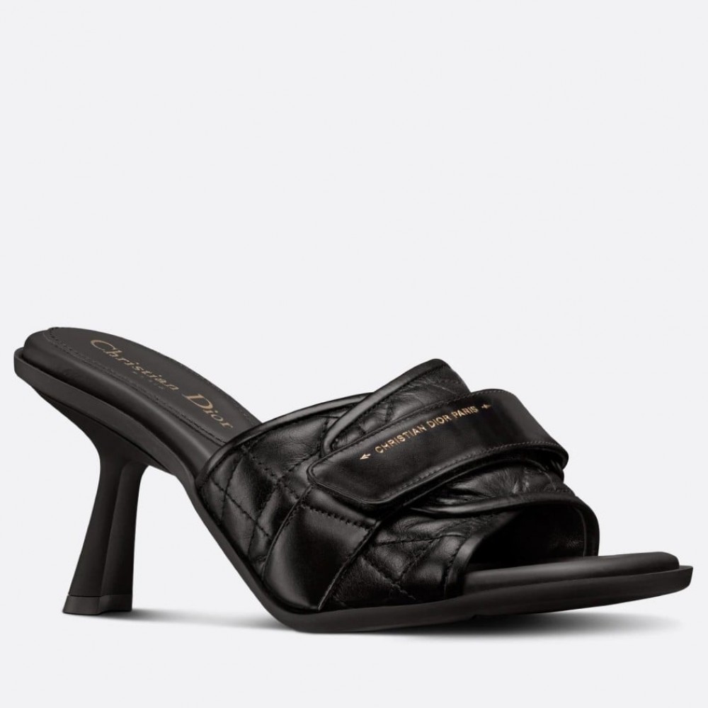 Dior Dio(r)evolution Heeled Slides In Black Calfskin TDSS12546