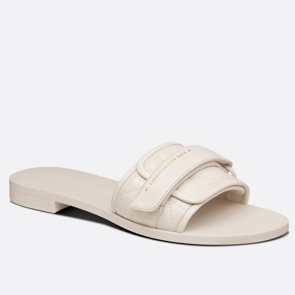 Dior Dio(r)evolution Slide Sandals In White Calfskin TDSS12549