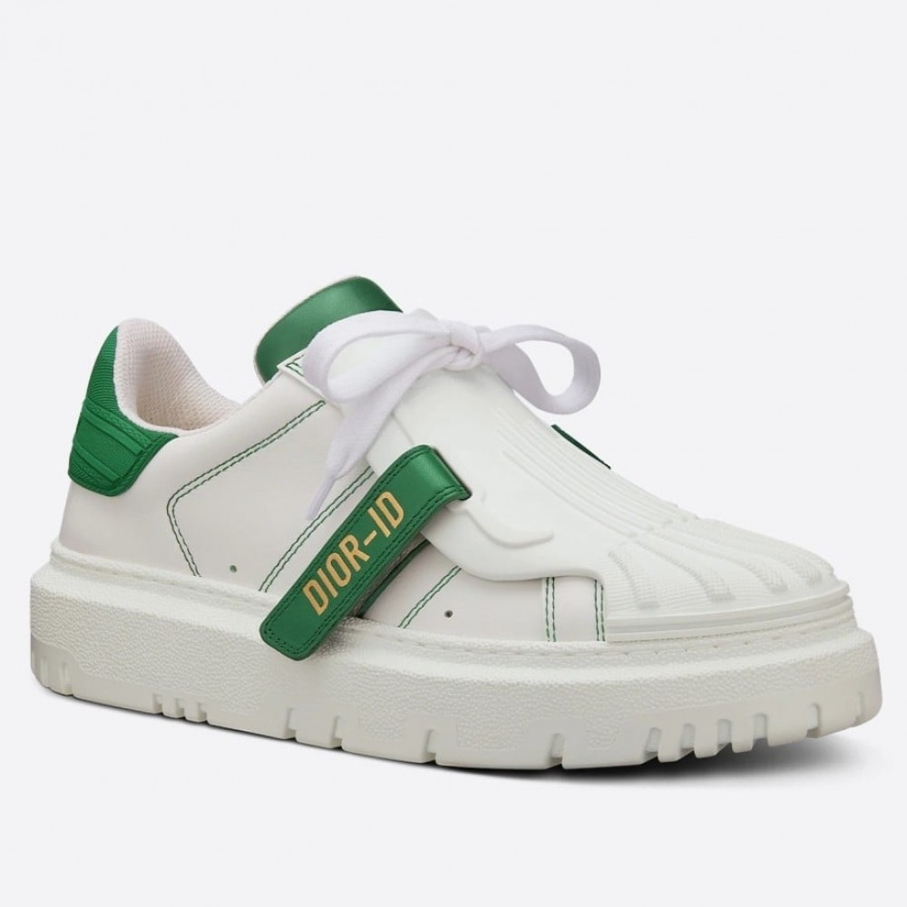 Dior Dior-ID Sneakers In White Leather with Green Strap TDSS12568