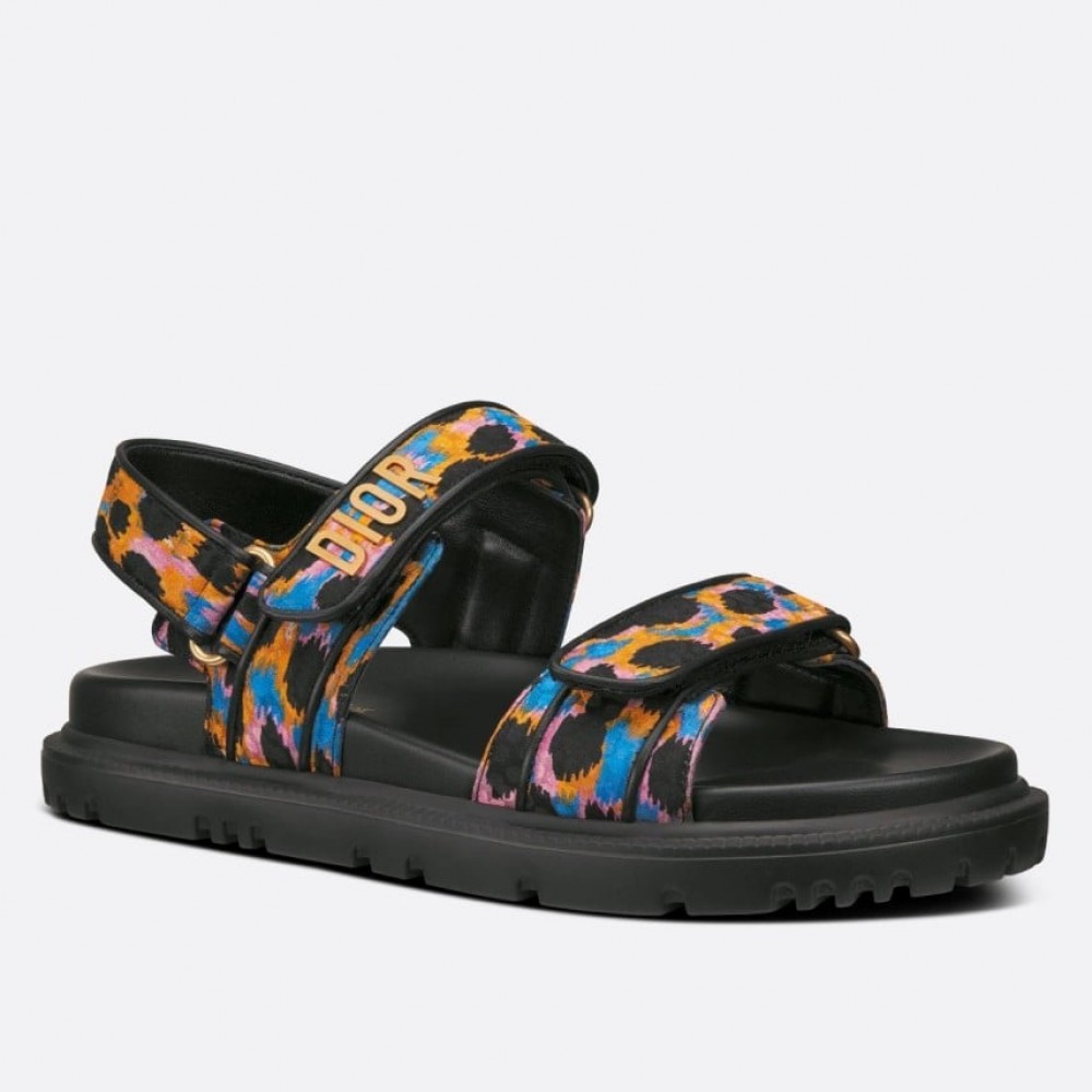 Dior DiorAct Sandals In Blue Multicolor Mizza Printed Silk TDSS12556