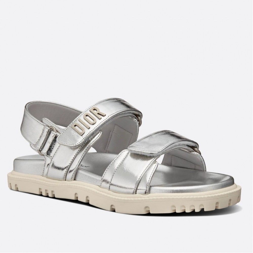 Dior DiorAct Sandals In Silver Laminated Calfskin TDSS12558