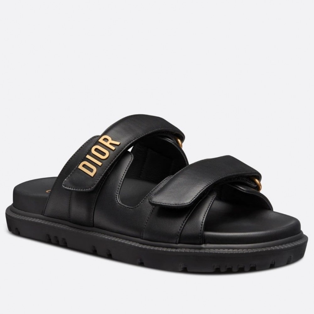 Dior Dioract Slide Sandals In Black Lambskin TDSS12562