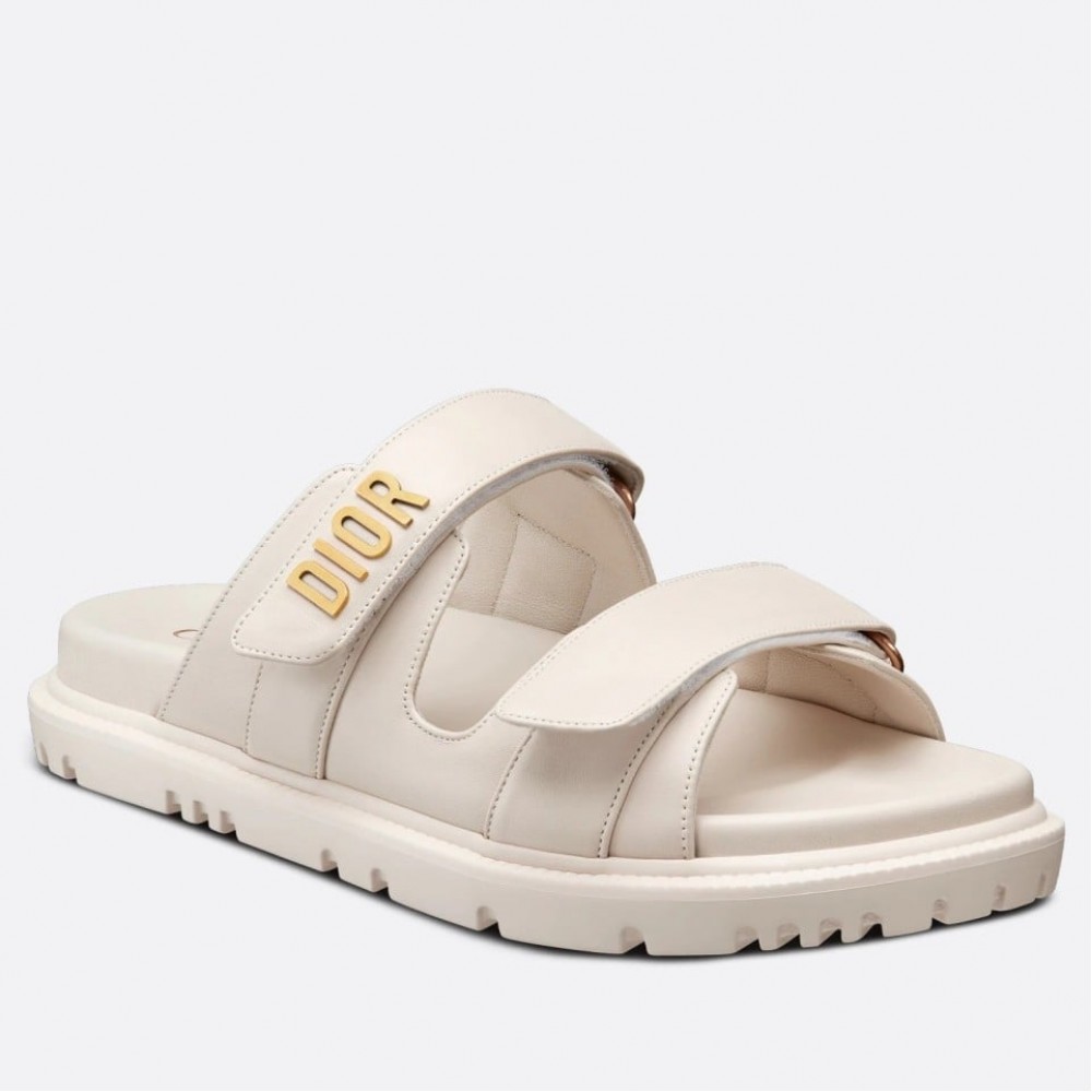 Dior Dioract Slide Sandals In White Lambskin TDSS12563