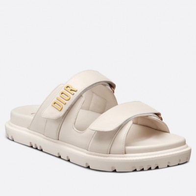 Dior Dioract Slide Sandals In White Lambskin TDSS12563