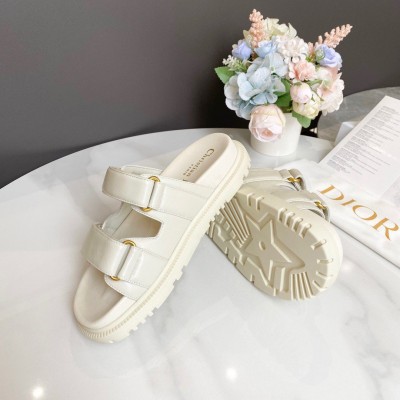 Dior Dioract Slide Sandals In White Lambskin TDSS12563