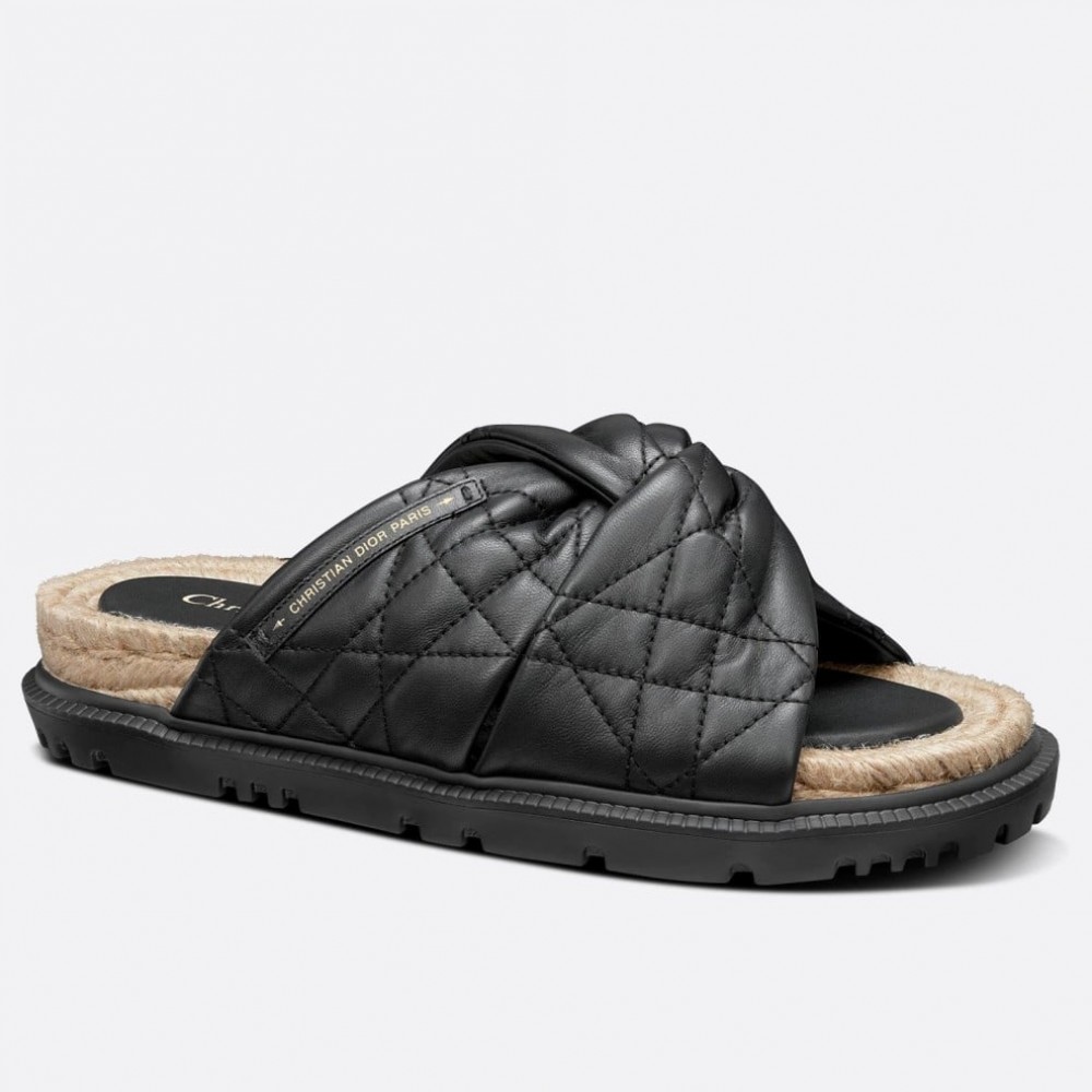 Dior Dtwist Slides In Black Cannage Lambskin TDSS12584