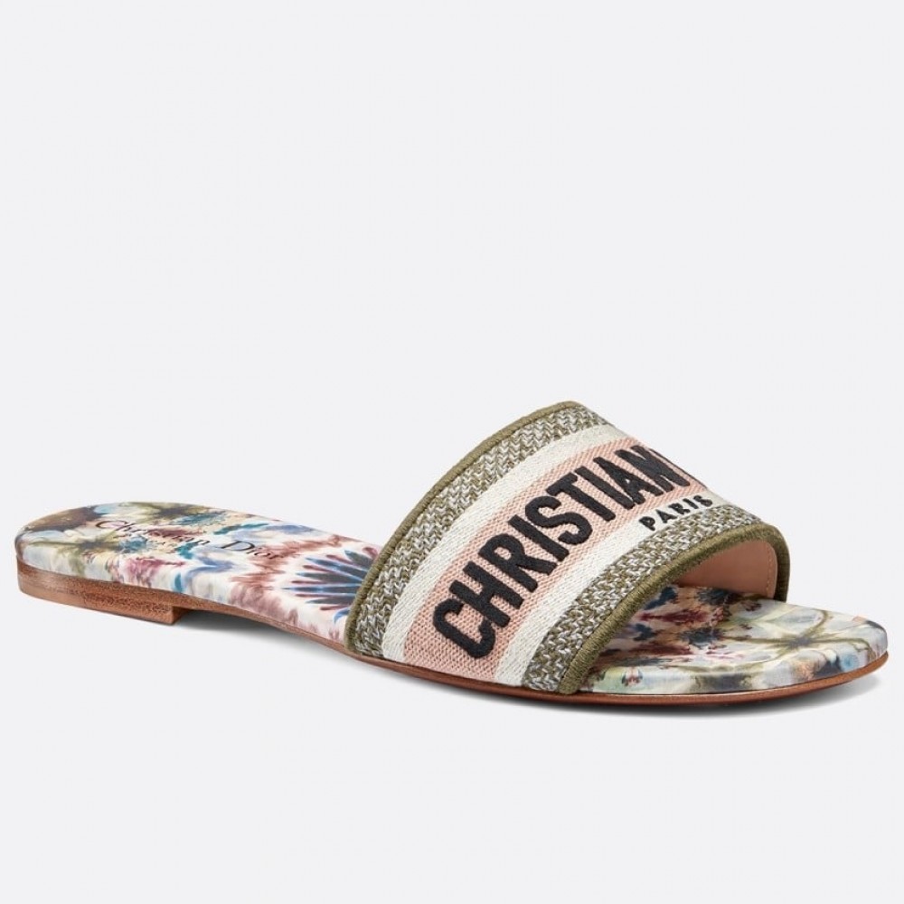 Dior Dway Slides In Amaranth Kaleidiorscopic Embroidered Cotton TDSS12613