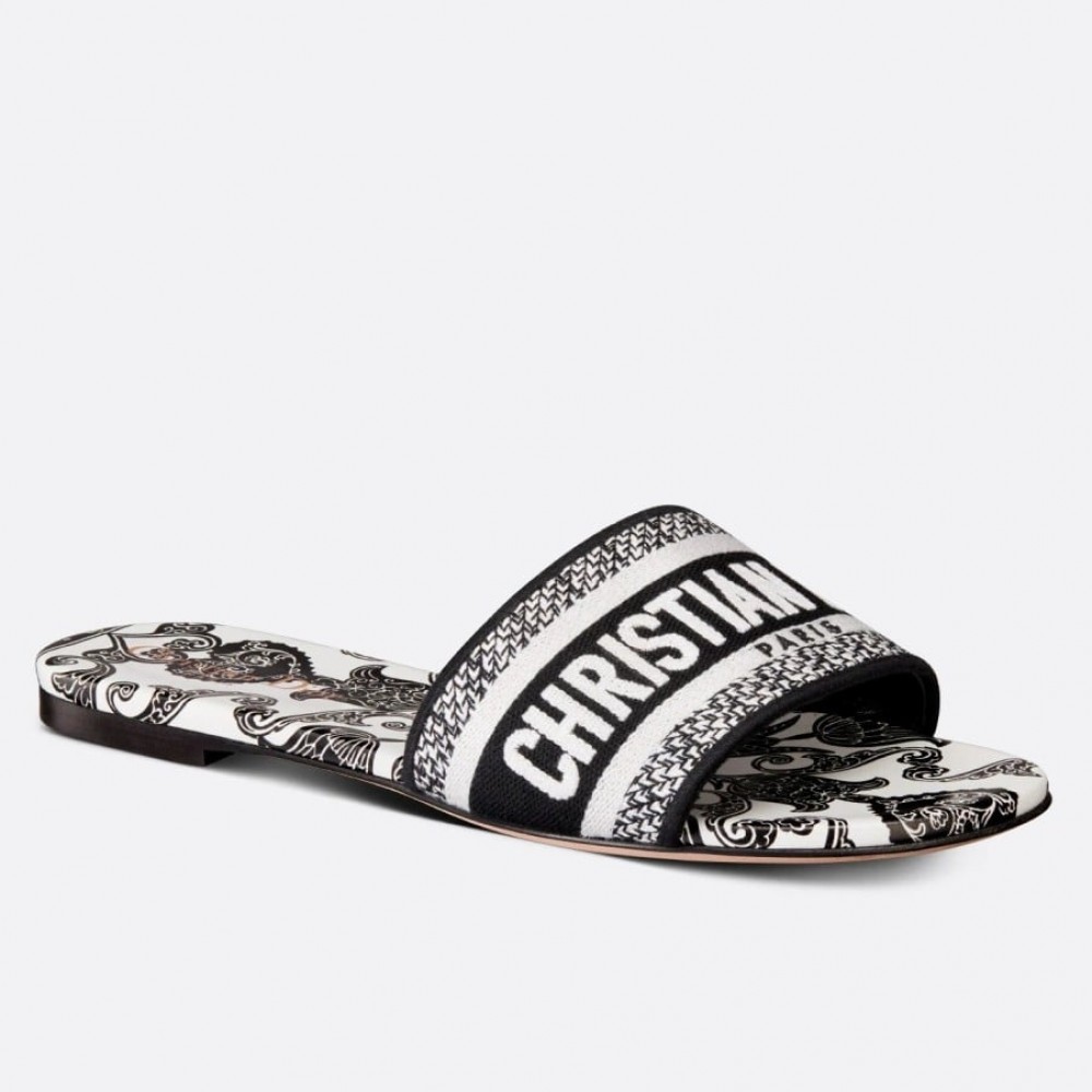 Dior Dway Slides In Dior Bandana Embroidery Cotton TDSS12634