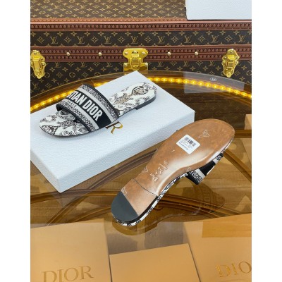 Dior Dway Slides In Dior Bandana Embroidery Cotton TDSS12634