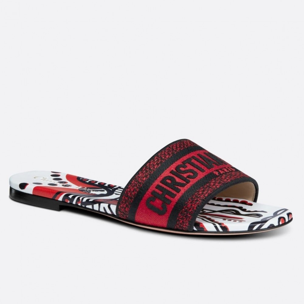 Dior Dway Slides In Embroidered Cotton with Cupidon Motif TDSS12635