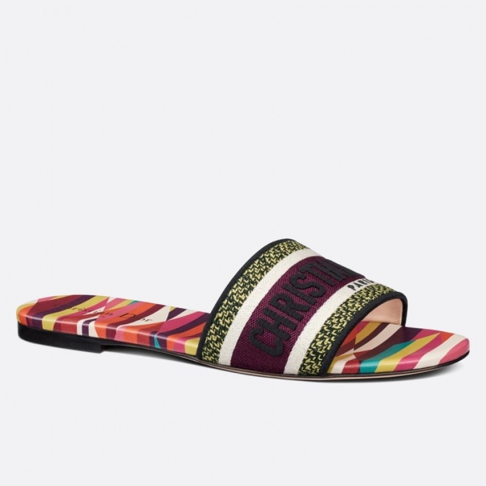 Dior Dway Slides In Multicolor Embroidered Cotton TDSS12652