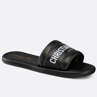 Dior Every-D Slides In Black Embossed Lambskin TDSS12669