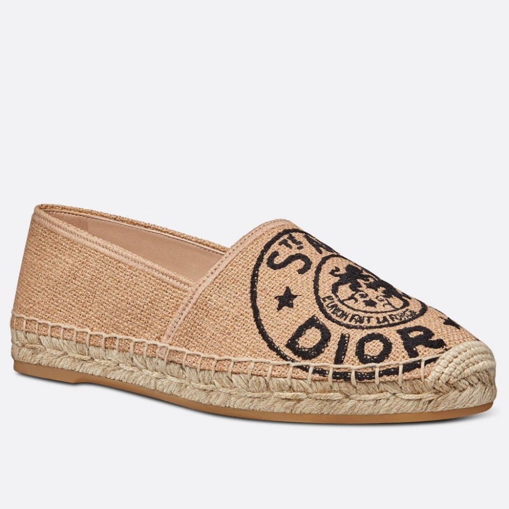 Dior Granville Espadrilles In Beige Jute Canvas with Dior Union Motif TDSS12672