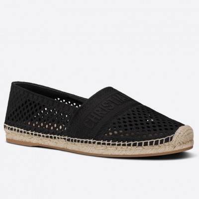 Dior Granville Espadrilles In Black Mesh Embroidery TDSS12674