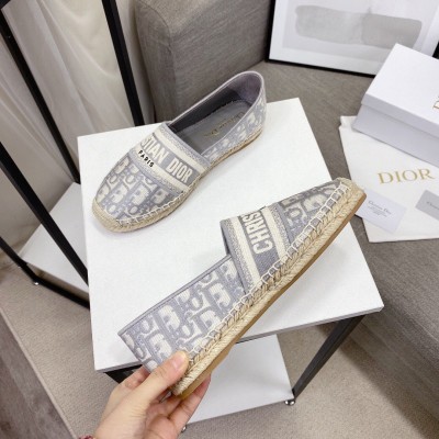 Dior Granville Espadrilles In Grey Oblique Embroidered Cotton TDSS12677