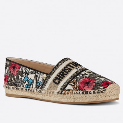 Dior Granville Espadrilles In Mille Fleurs Embroidered Cotton TDSS12679