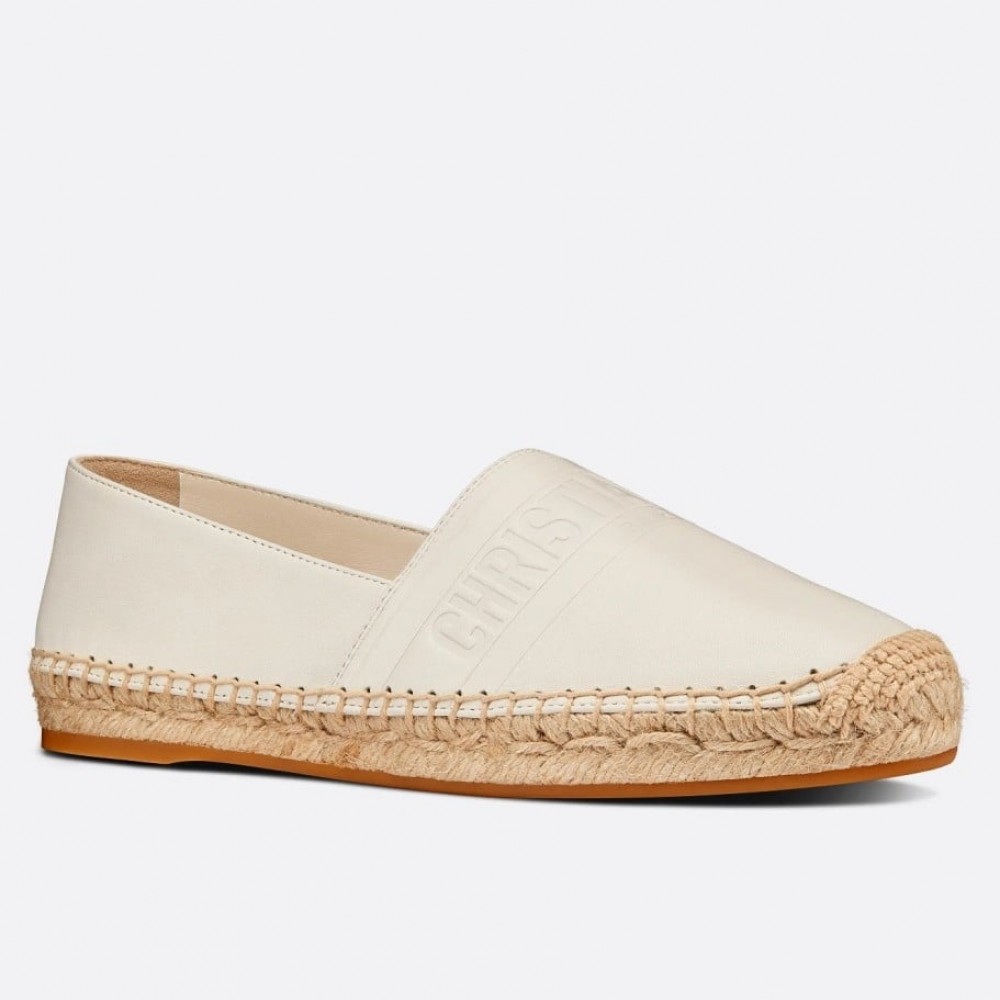 Dior Granville Espadrilles In White Embossed Lambskin TDSS12682