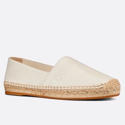 Dior Granville Espadrilles In White Embossed Lambskin TDSS12682