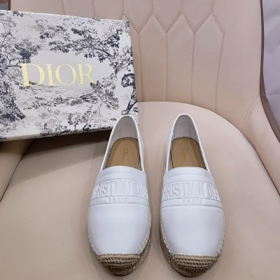 Dior Granville Espadrilles In White Embossed Lambskin TDSS12682