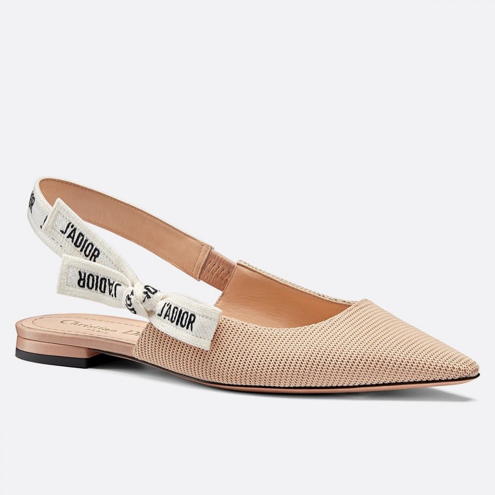 Dior J'Adior Slingback Ballerina Flats In Nude Technical Canvas TDSS12699