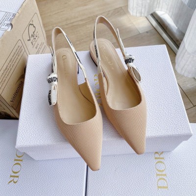 Dior J'Adior Slingback Ballerina Flats In Nude Technical Canvas TDSS12699